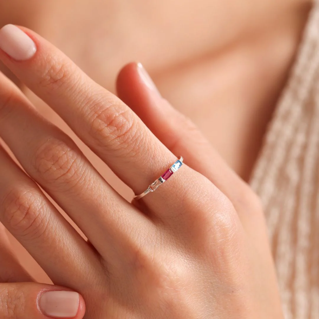 Baguette Birthstone Ring - Image 5