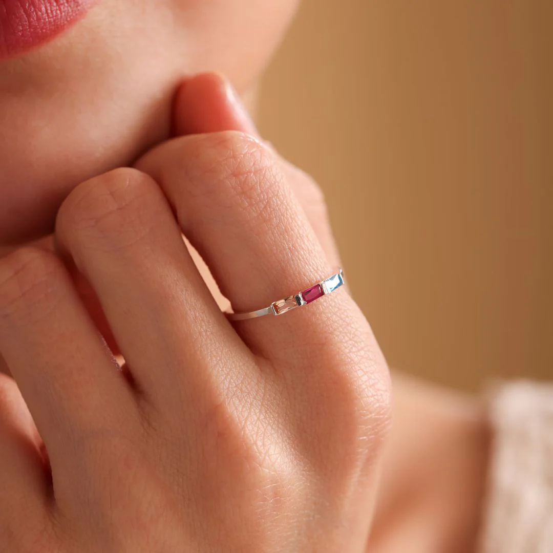 Baguette Birthstone Ring - Image 6