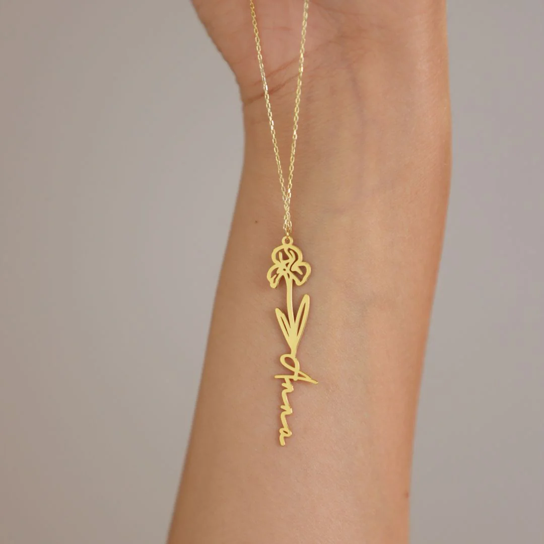 Birth Flower Name Necklace - Image 3