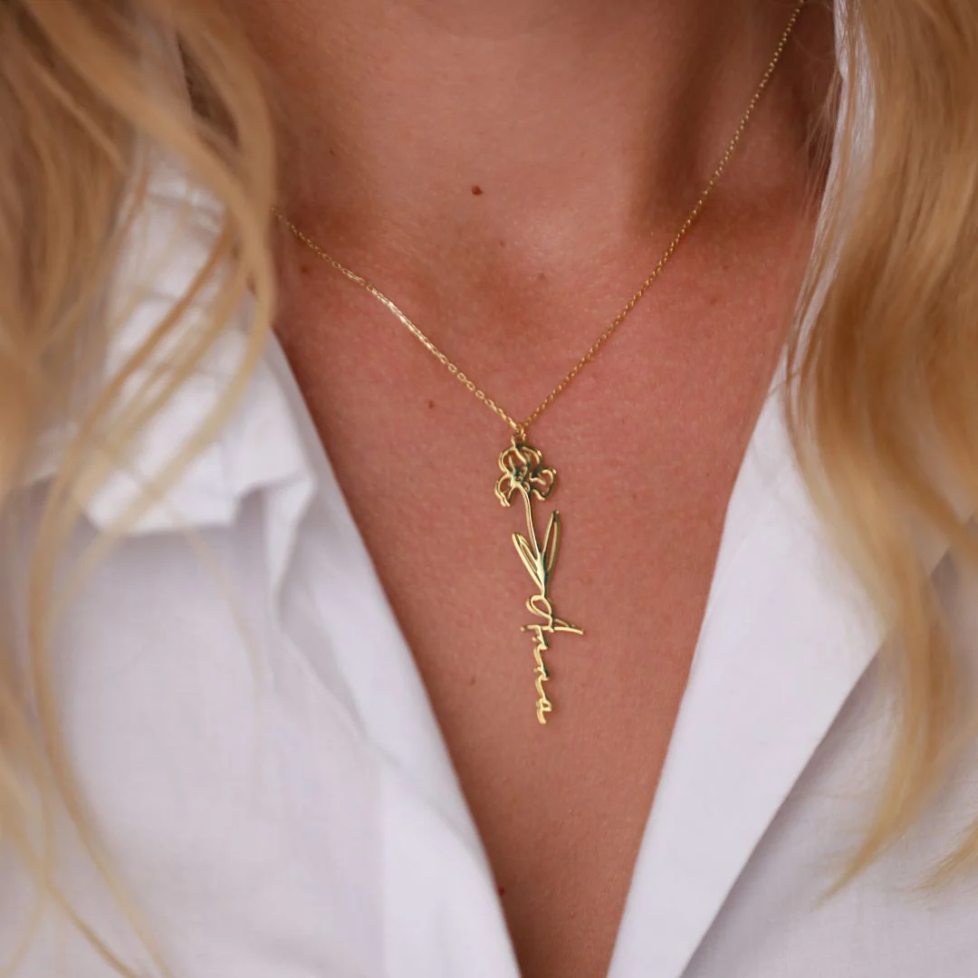 Birth Flower Name Necklace - Image 4