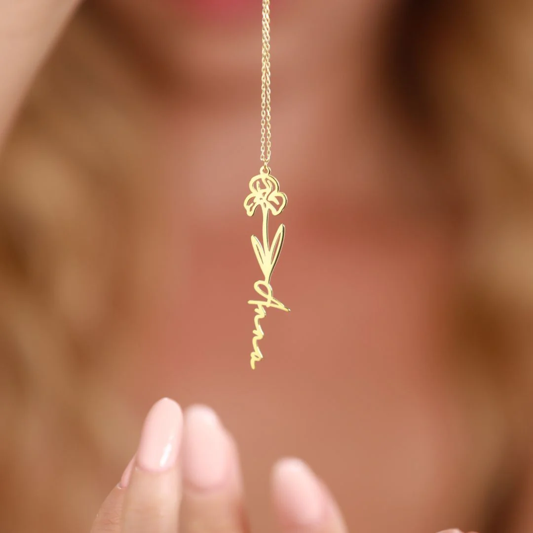 Birth Flower Name Necklace - Image 6