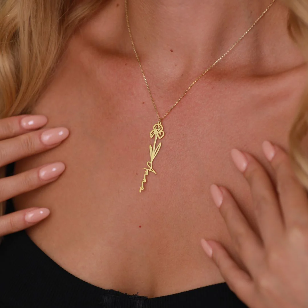 Birth Flower Name Necklace - Image 7