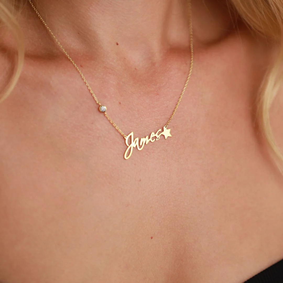 Birthstone Name Necklace with Star - Image 3