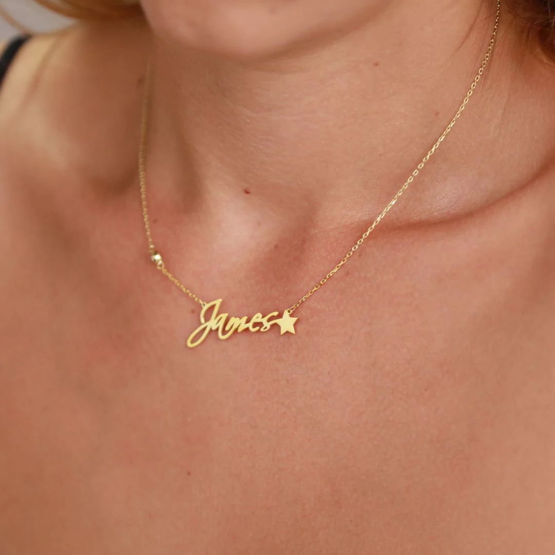 Birthstone Name Necklace with Star - Image 4