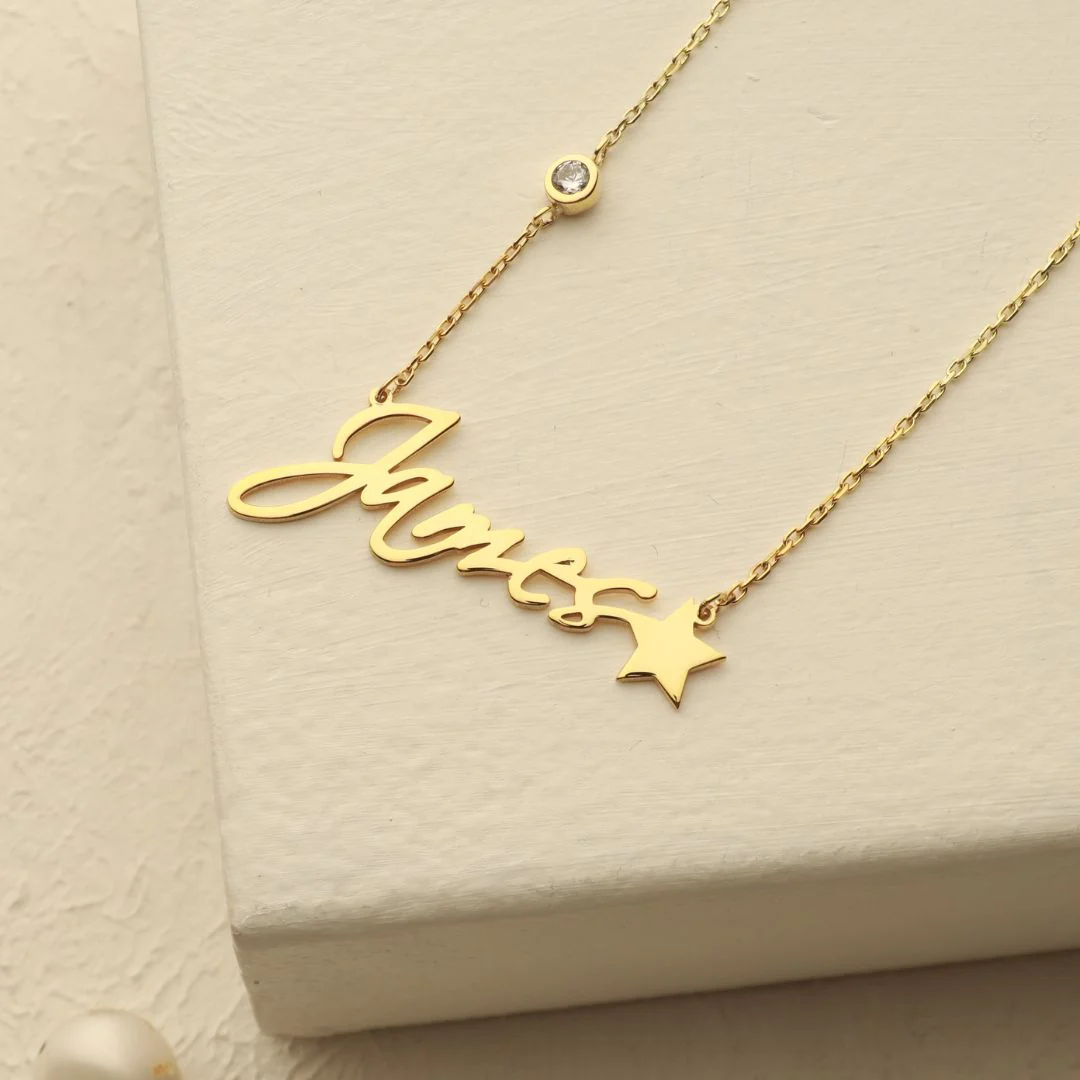 Birthstone Name Necklace with Star - Image 5