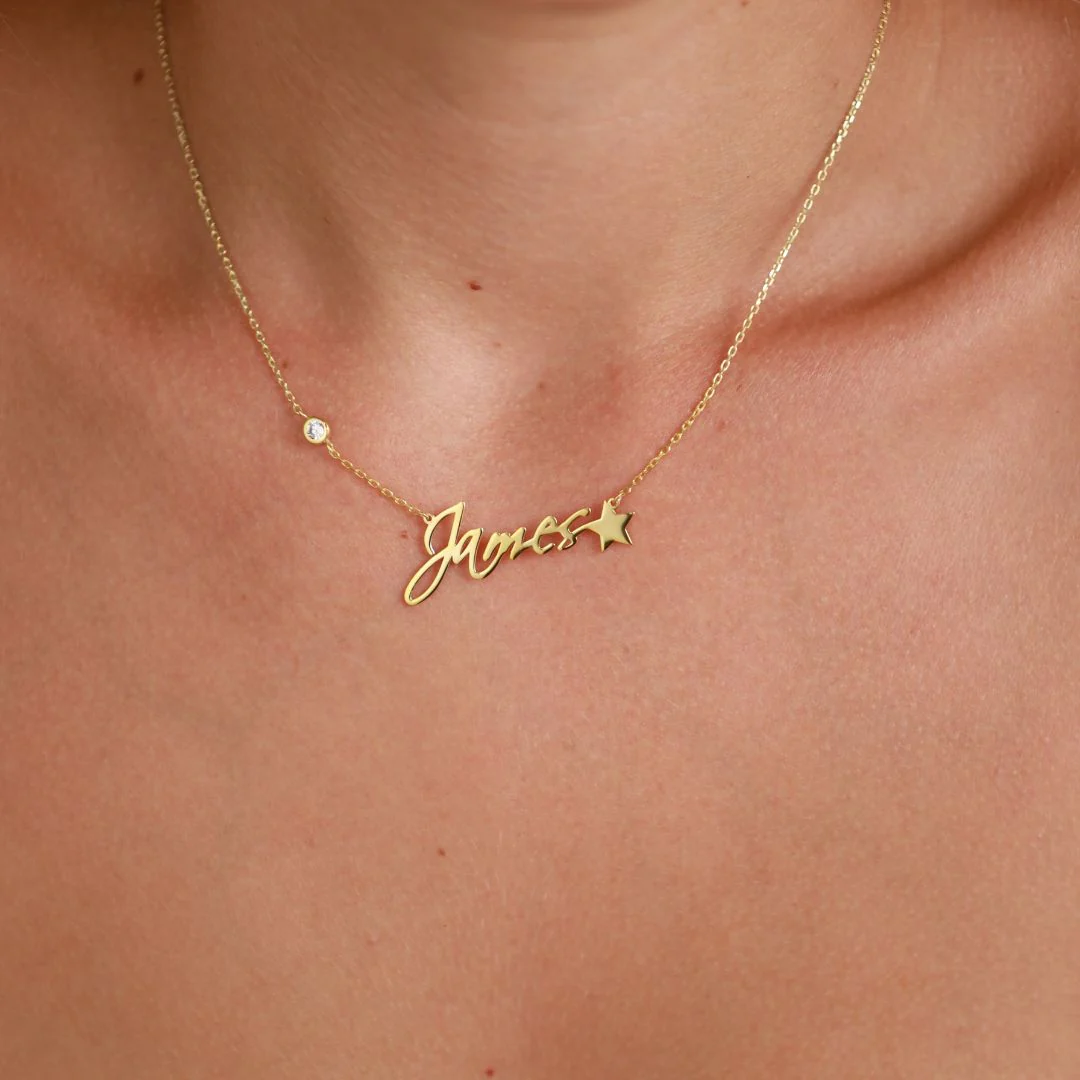 Birthstone Name Necklace with Star - Image 6