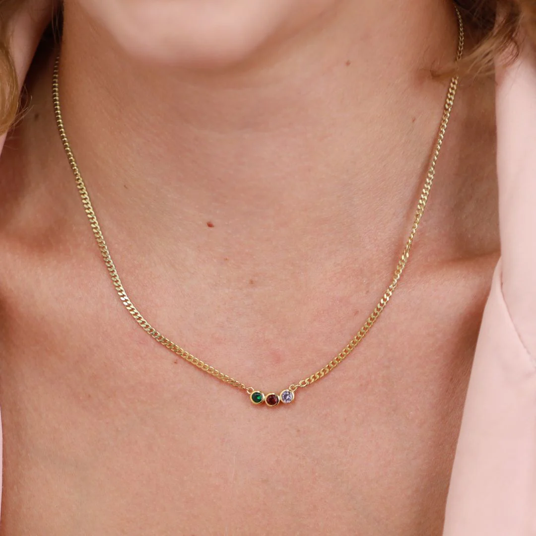 Birthstone Necklace with Curb Chain - Image 3
