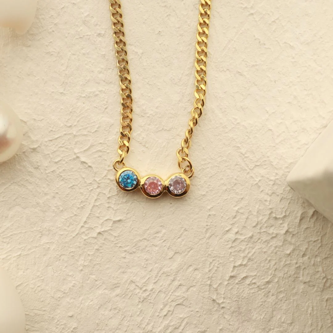 Birthstone Necklace with Curb Chain - Image 6