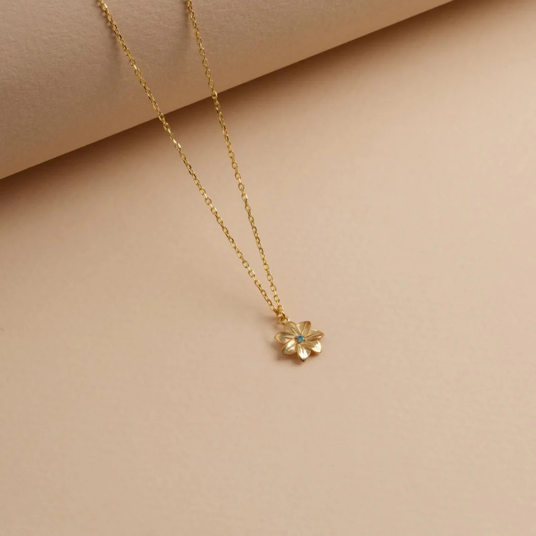 Custom Birth Flower Necklace with Birthstone - Image 12