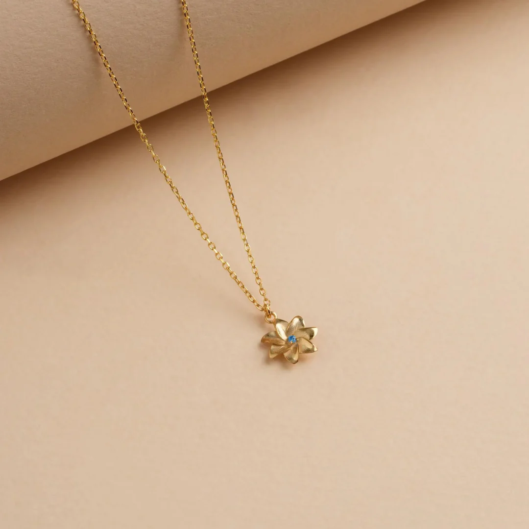 Custom Birth Flower Necklace with Birthstone - Image 14