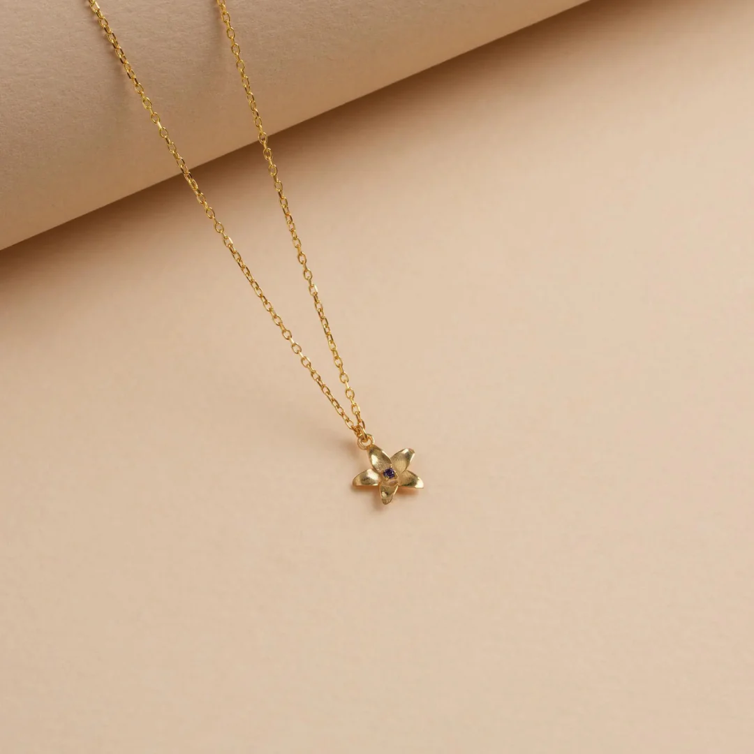 Custom Birth Flower Necklace with Birthstone - Image 15