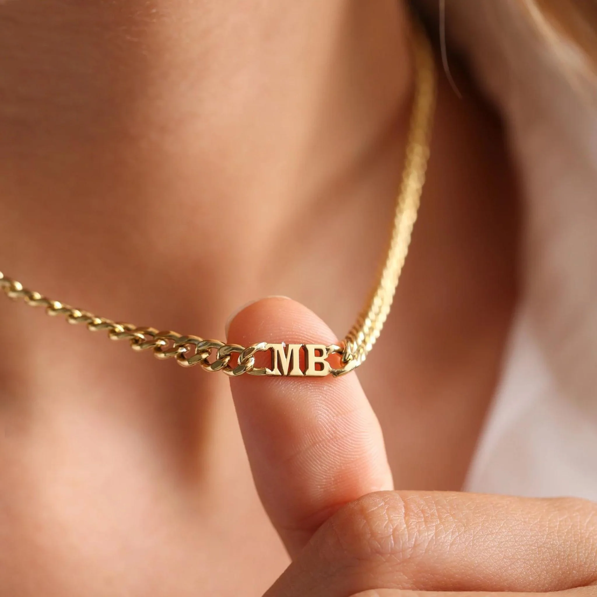 Initials Choker Chain Necklace - Image 3